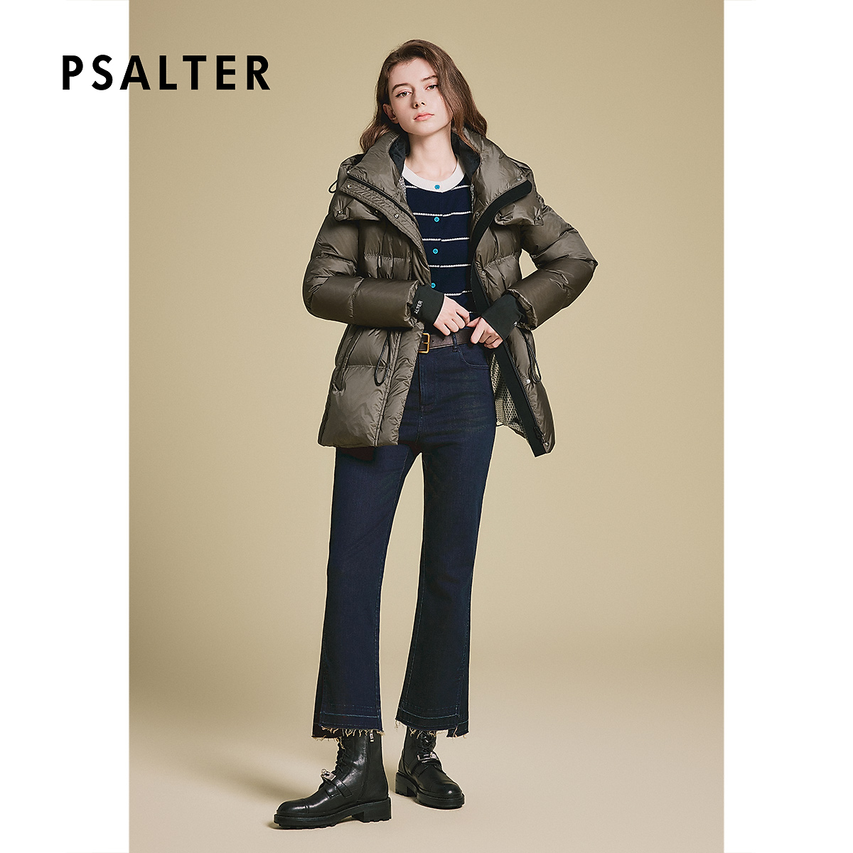 【新国标羽绒】诗篇时尚户外抽绳收腰连帽式中长款防泼水羽绒服冬