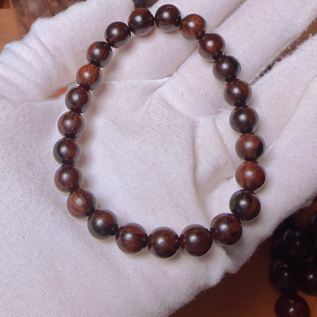 藤类海南红降0.8单圈圆珠手串黑金