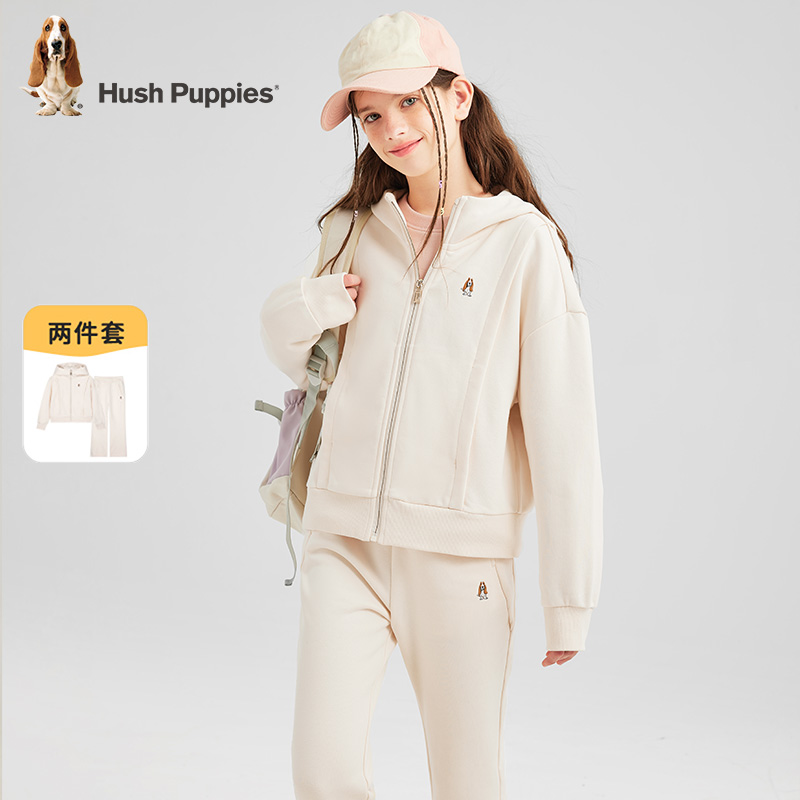 超值购【女童休闲套装】暇步士童装秋季新款洋气简约连帽上衣外套长