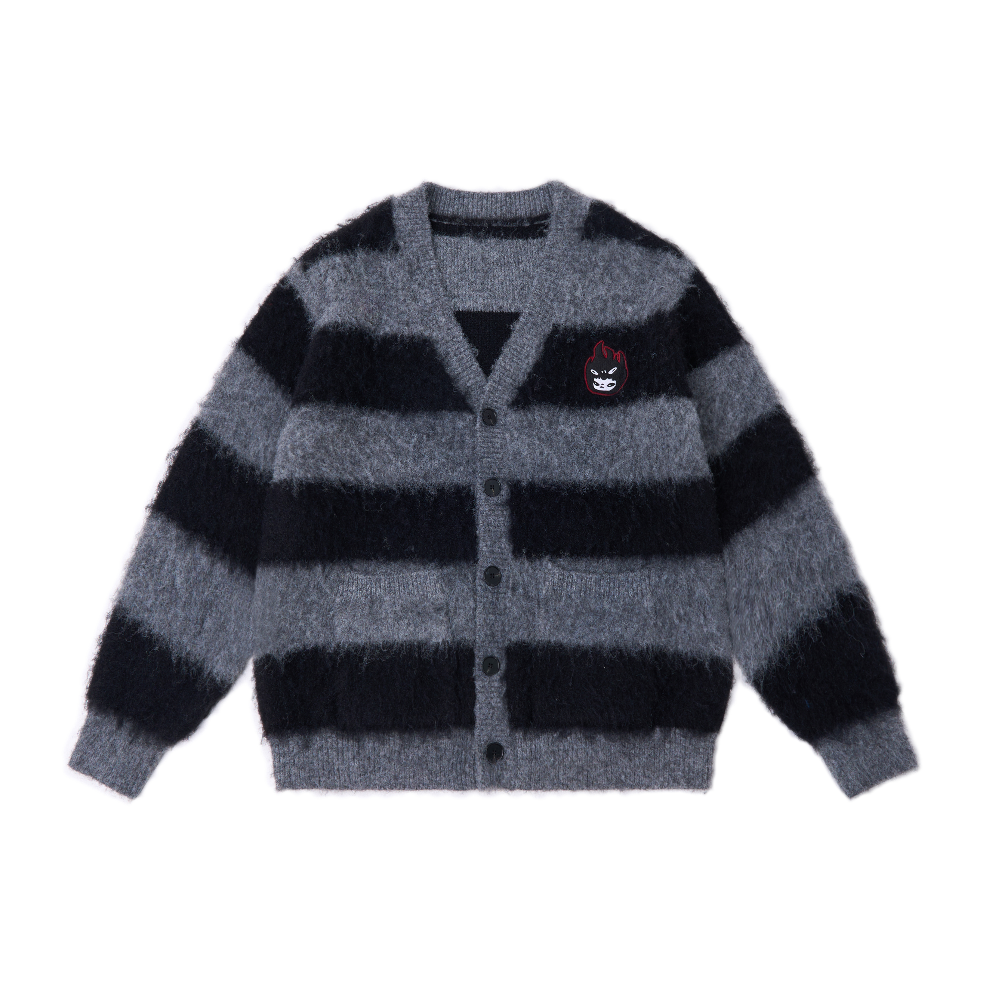 Revenge x Hirono联名款美式潮牌宽松休闲印花厚款连帽毛衣深灰色