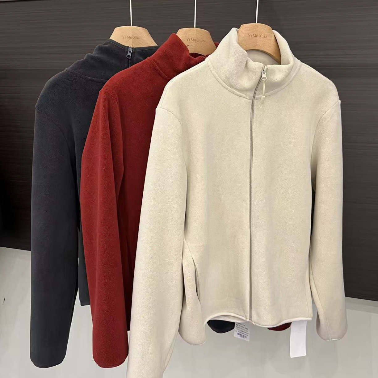 纯色简约立领摇粒绒外套女2025秋冬休闲风宽松显瘦百搭叠穿上衣