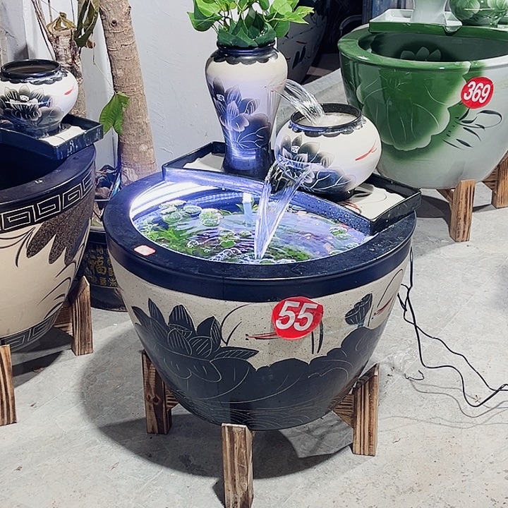 洒***光景德镇陶瓷鱼缸艺术直径62厘米高40厘米