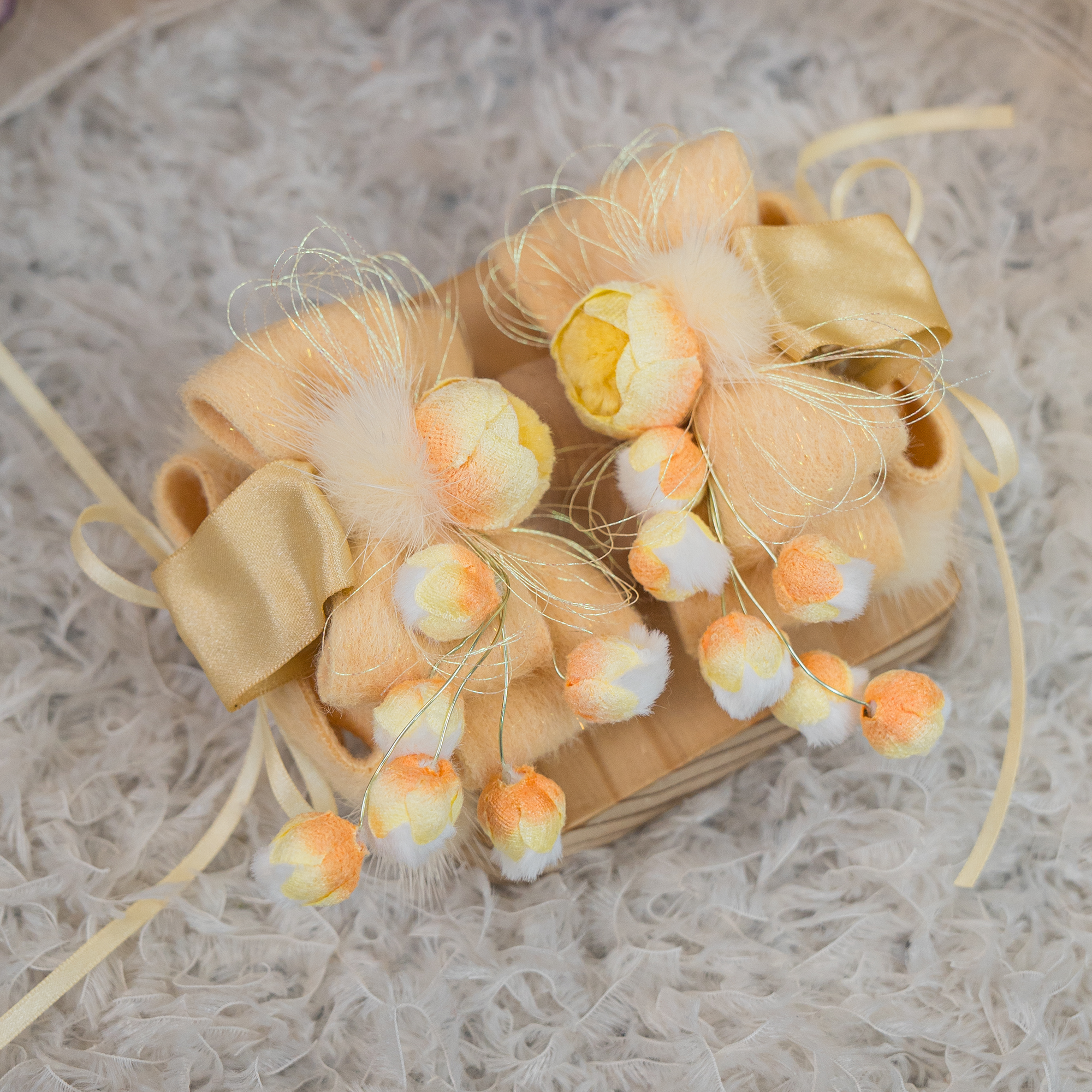 饰阿梁黄花藤抓夹秋冬貂毛球儿童头饰女童汉服发饰日常古风 4509