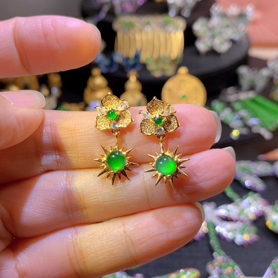 吊坠(不含链)银S925镶嵌翡翠