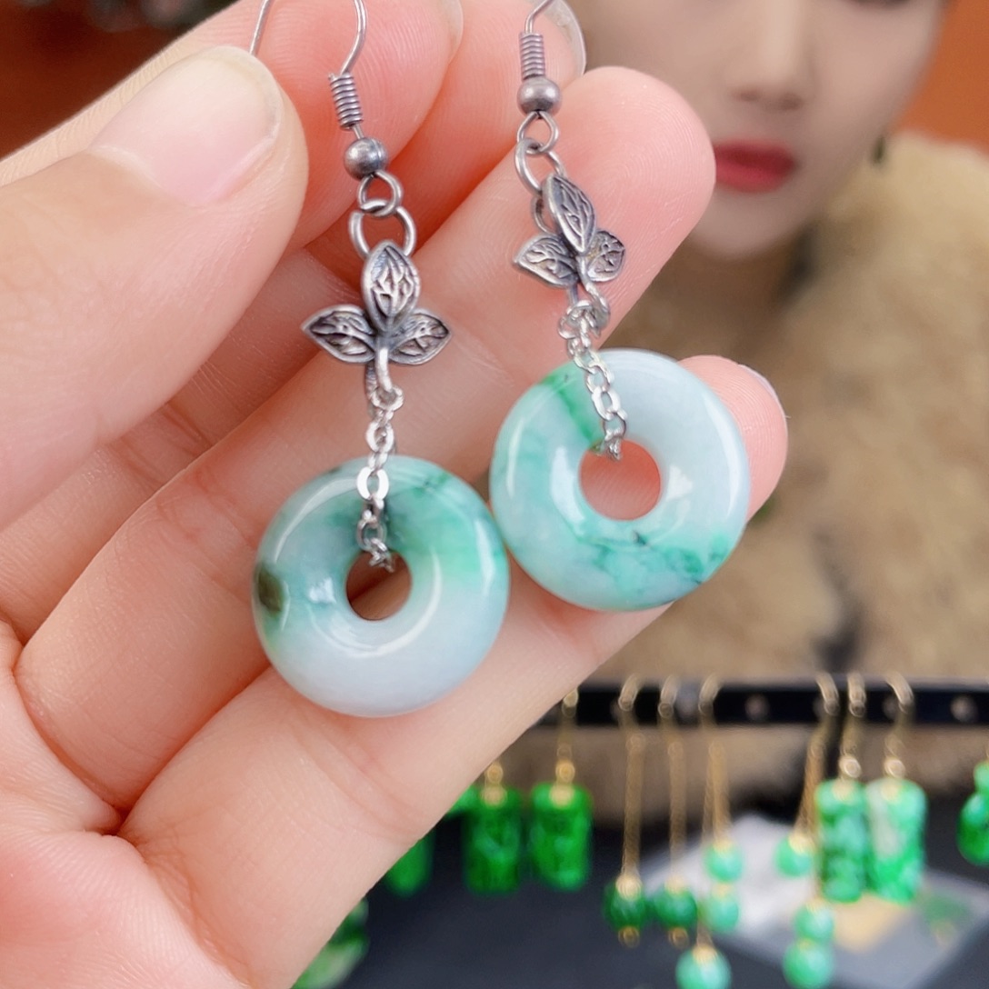 翡翠未镶嵌耳饰饰品