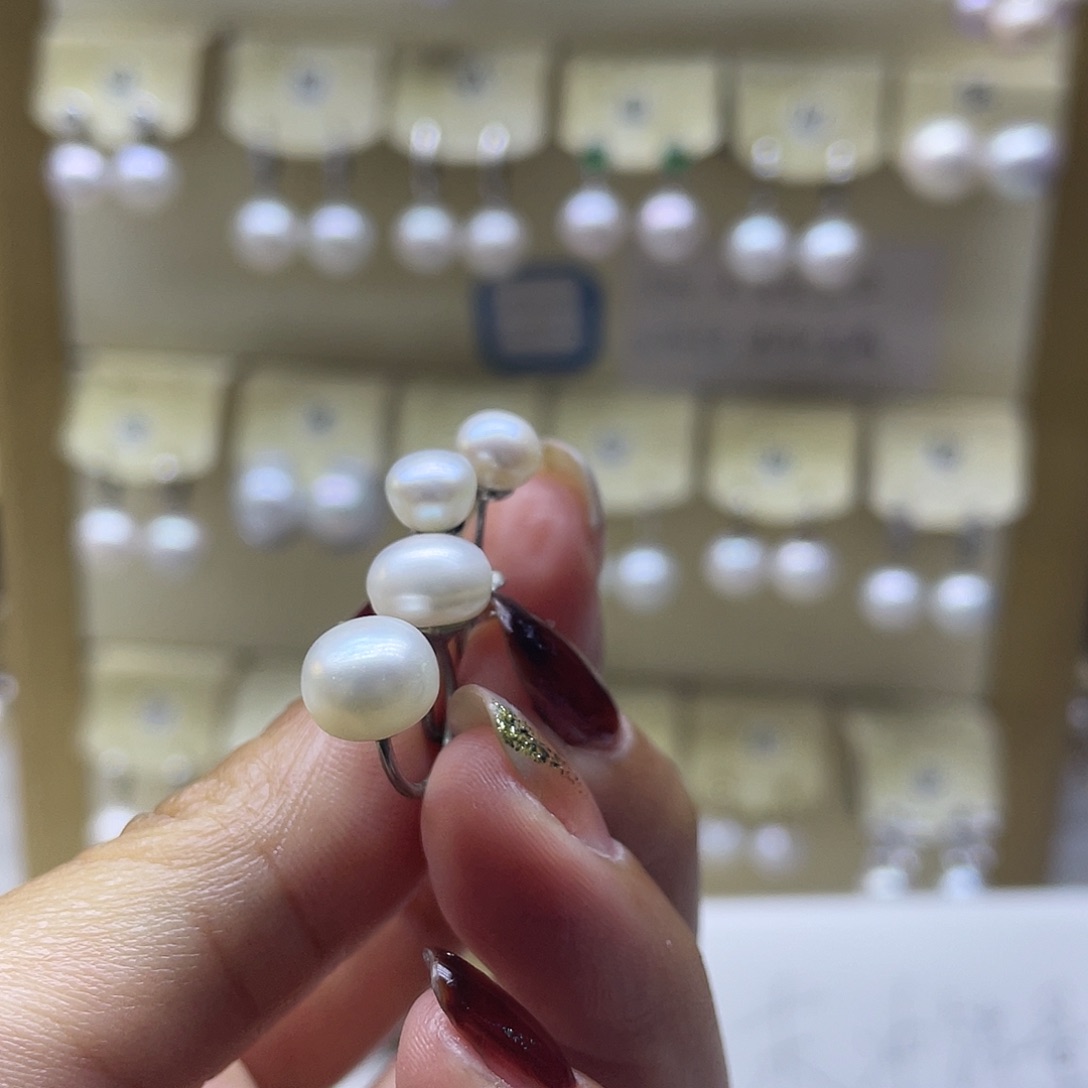 耳饰银S925镶嵌淡水珍珠