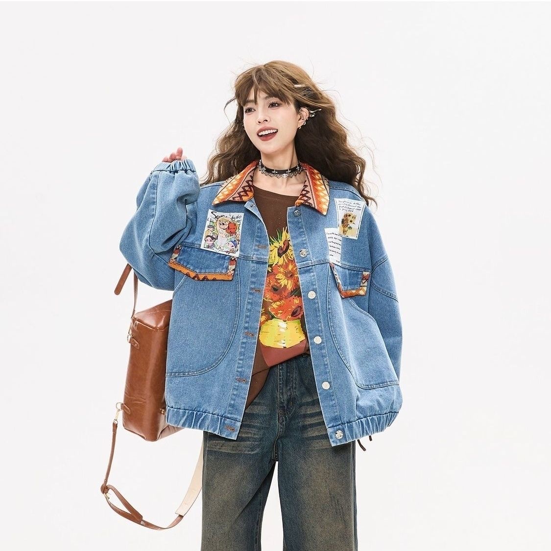 主播推荐~001-050韩系宽松百搭炸街显瘦洋气减龄款牛仔外套