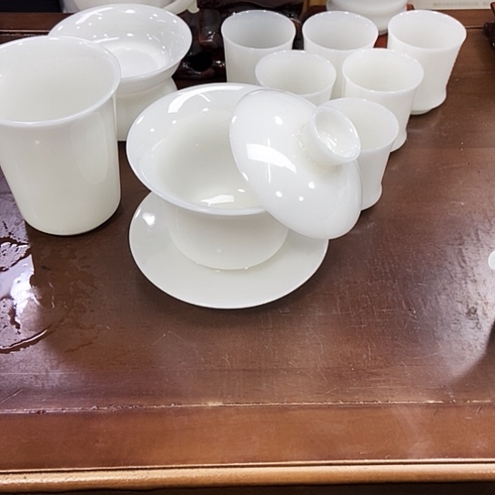 璞玉马蹄盖碗套组
