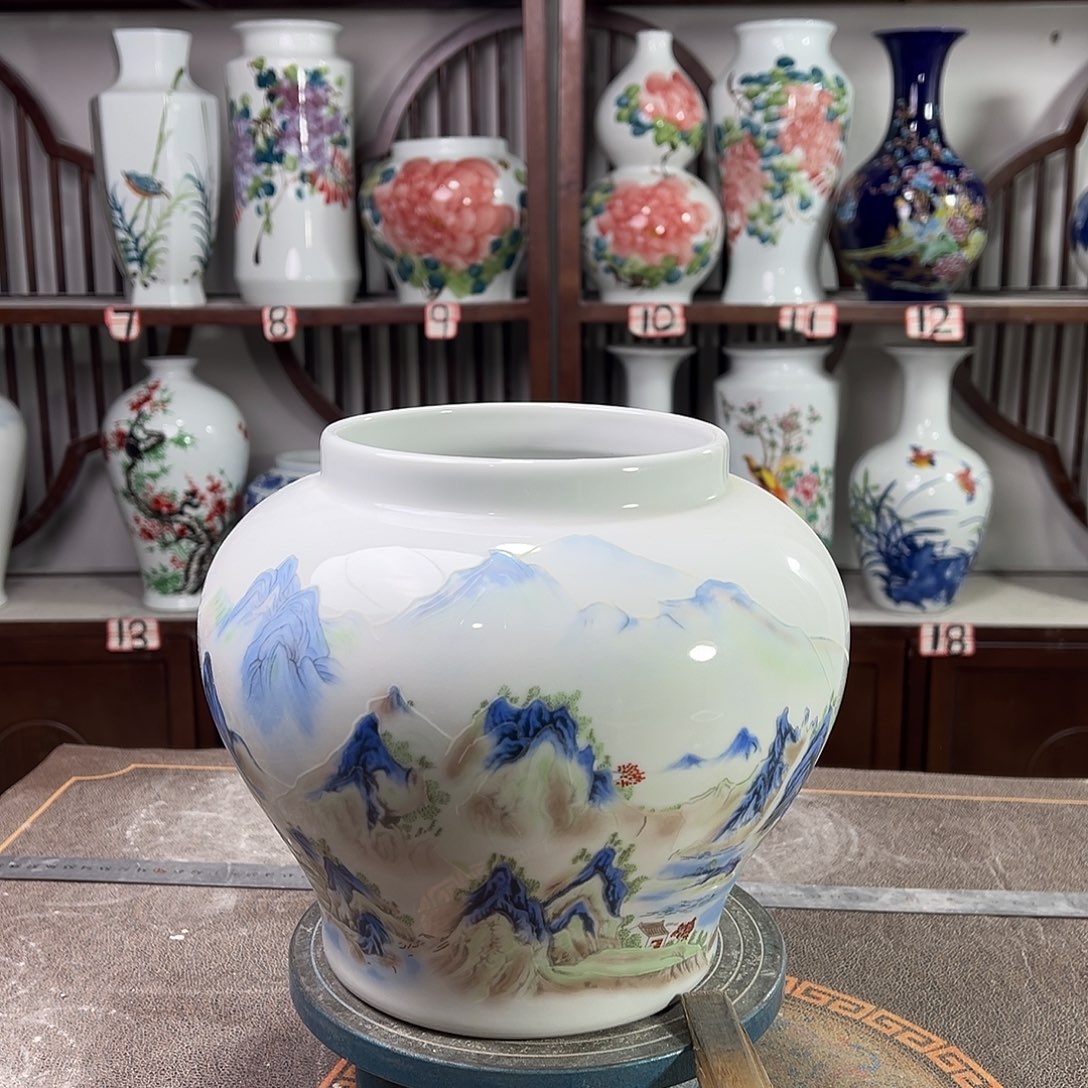 陶摆件景德镇陶瓷大口千里