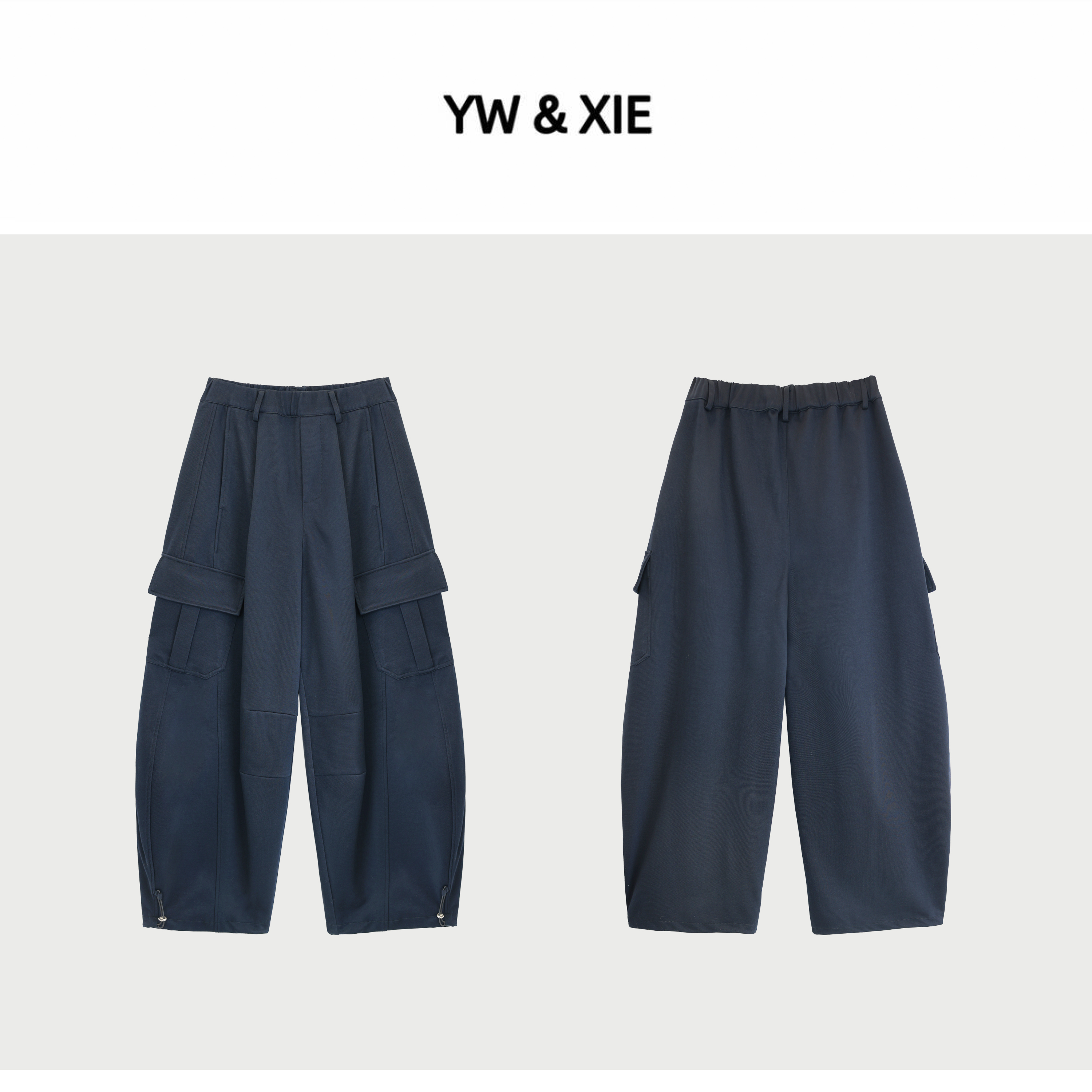 YW&XIE<1525> 20%天丝 工装裤松紧腰休闲裤秋季时尚长裤
