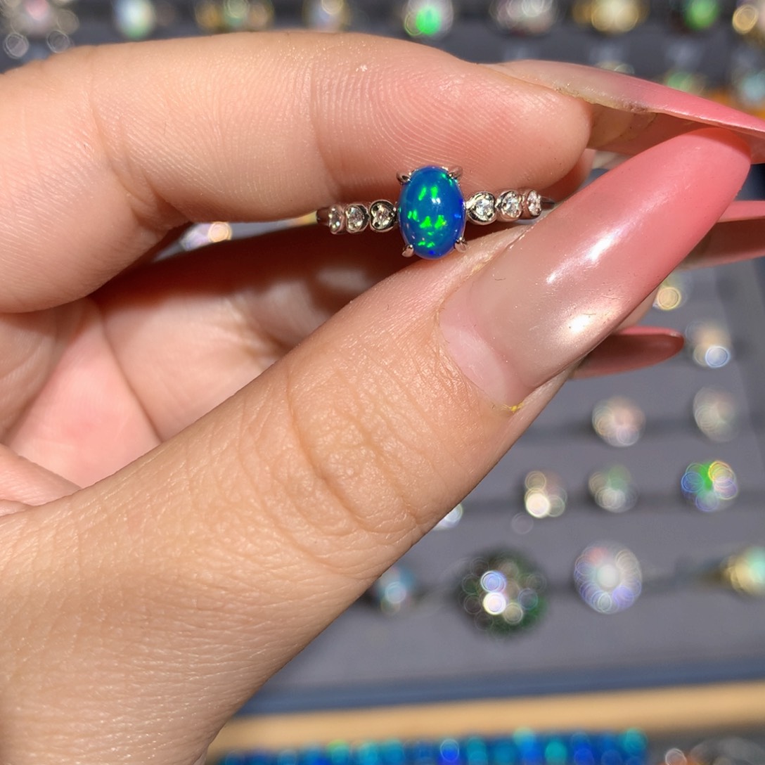 银S925镶嵌欧泊欧泊福利戒指不退换l