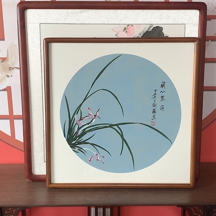 国画带框尺寸52厘米手绘包邮