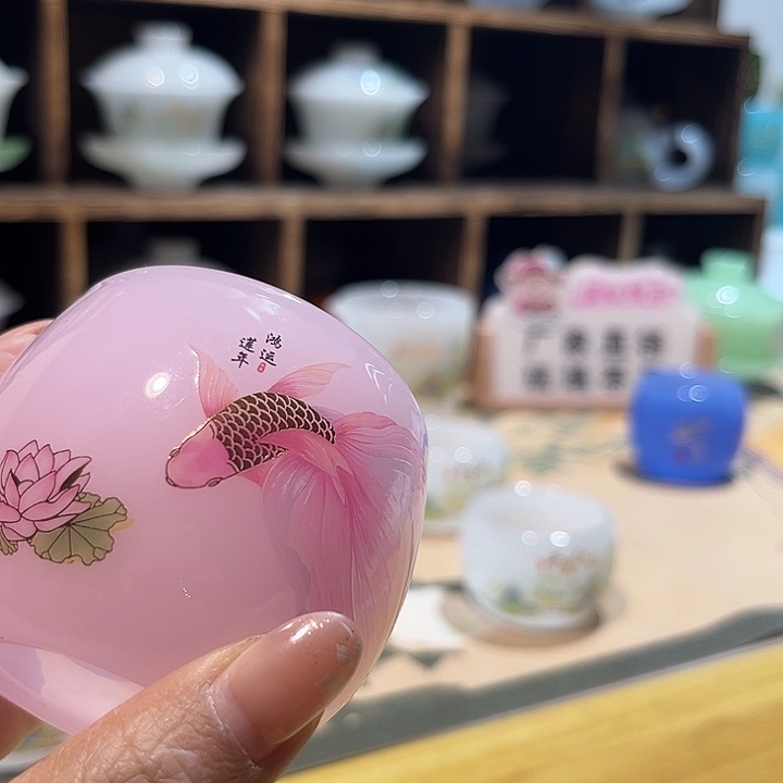粉色鱼儿套组不带礼盒1套配8个杯