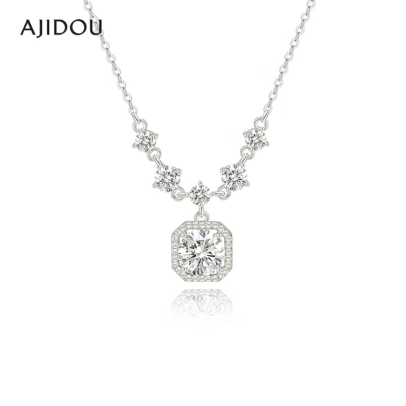 铜合金合成锆石项链 AJIDOU阿吉豆项链女款银色合金氧化锆石【ZYB】