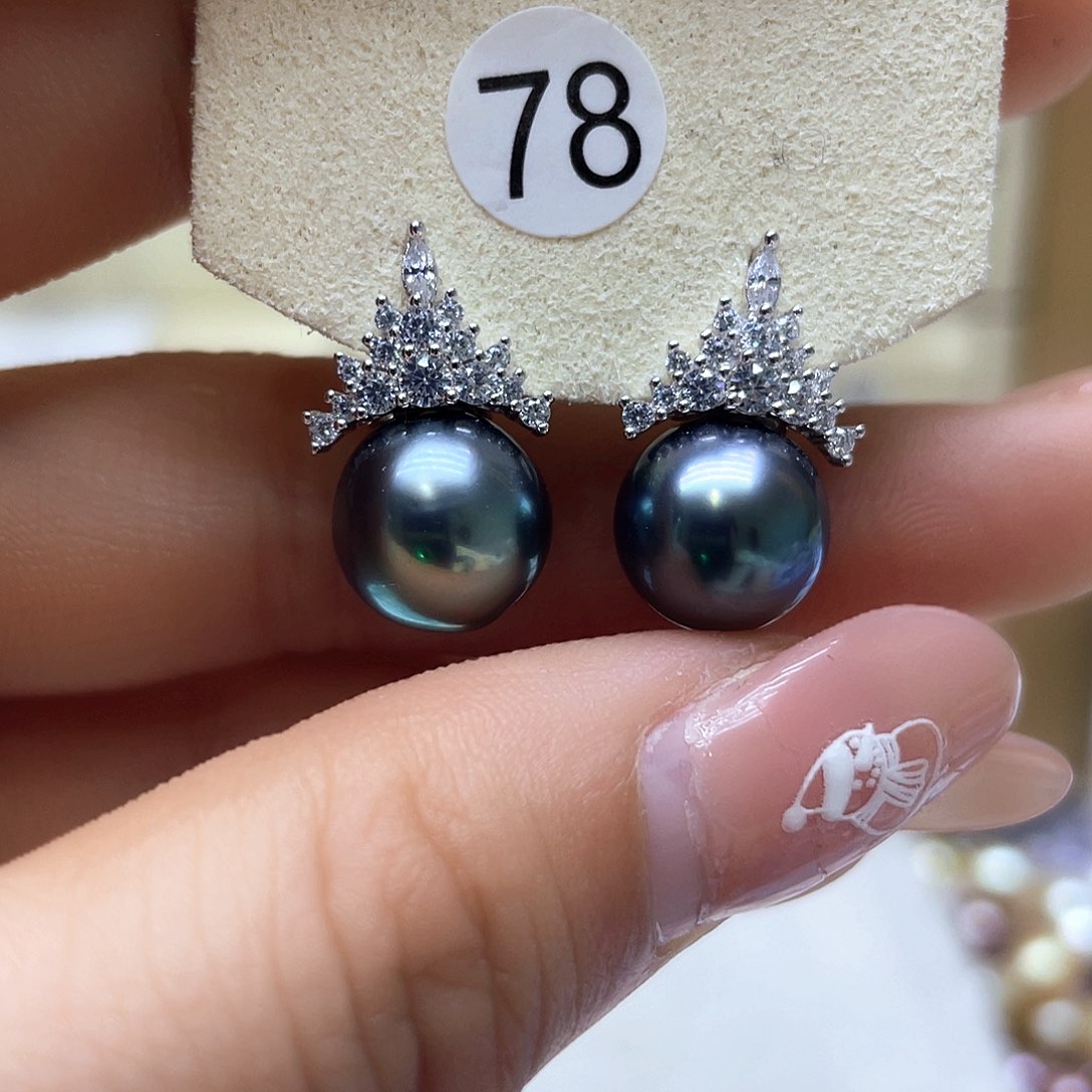 海水珍珠耳饰银S925镶嵌