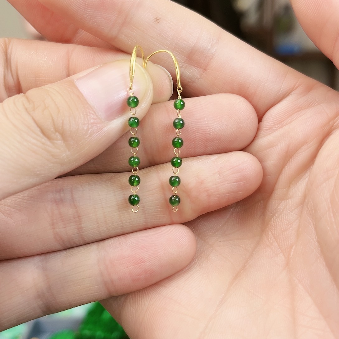 翡翠耳饰18K金镶嵌耳饰