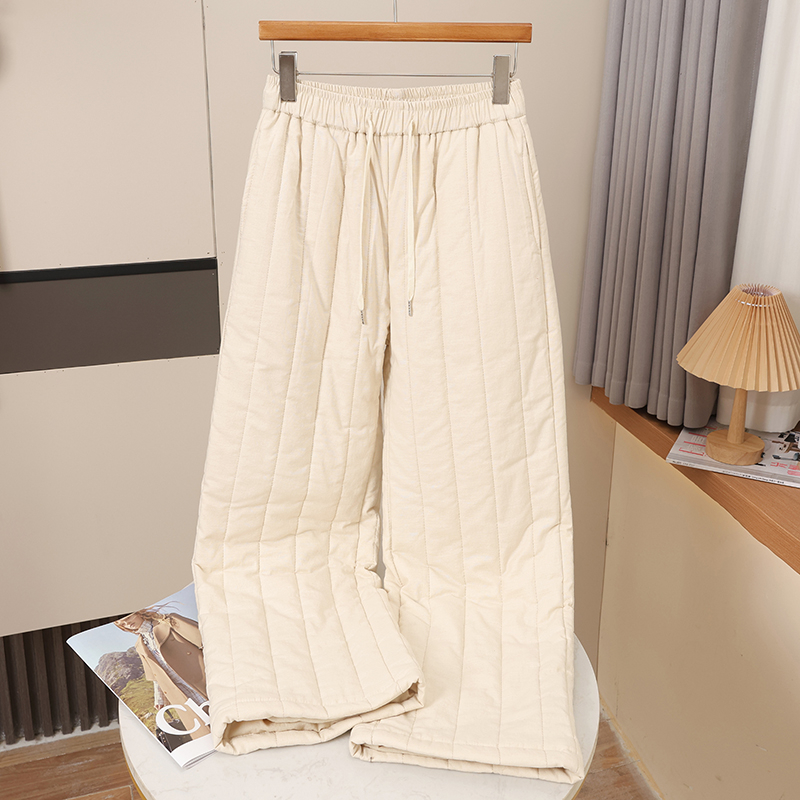 【苎麻棉花裤】新疆棉花冬季新款纯色直筒阔腿加厚棉裤保暖高腰女