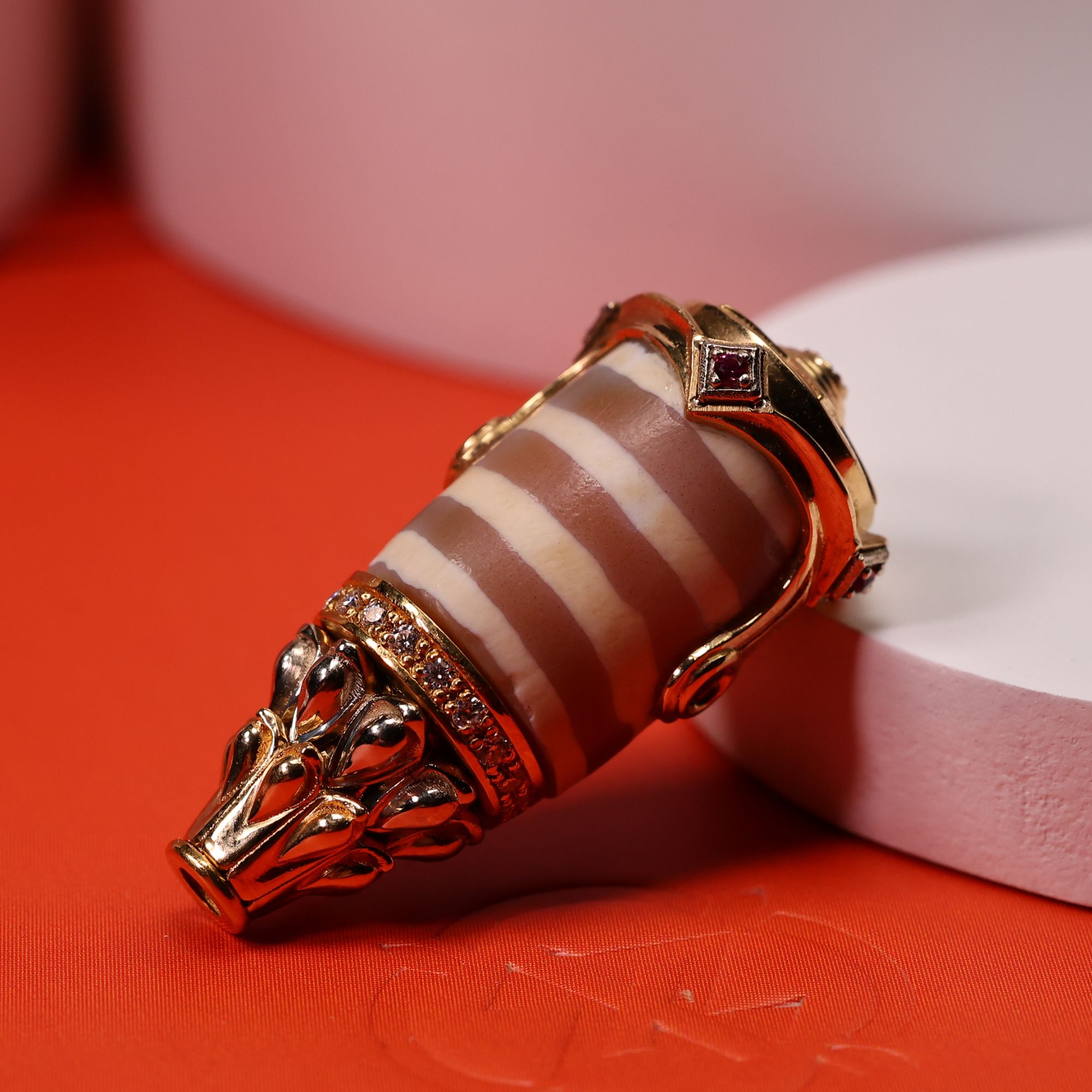 希梓文创精品古珠文玩配饰红玉髓三通