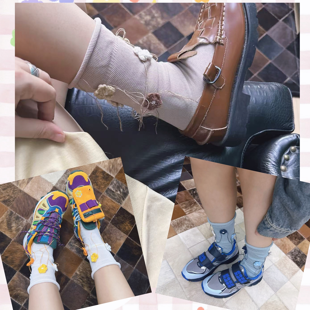 毛线花朵中筒堆堆袜花边袜子女可爱潮袜25夏薄透气无骨