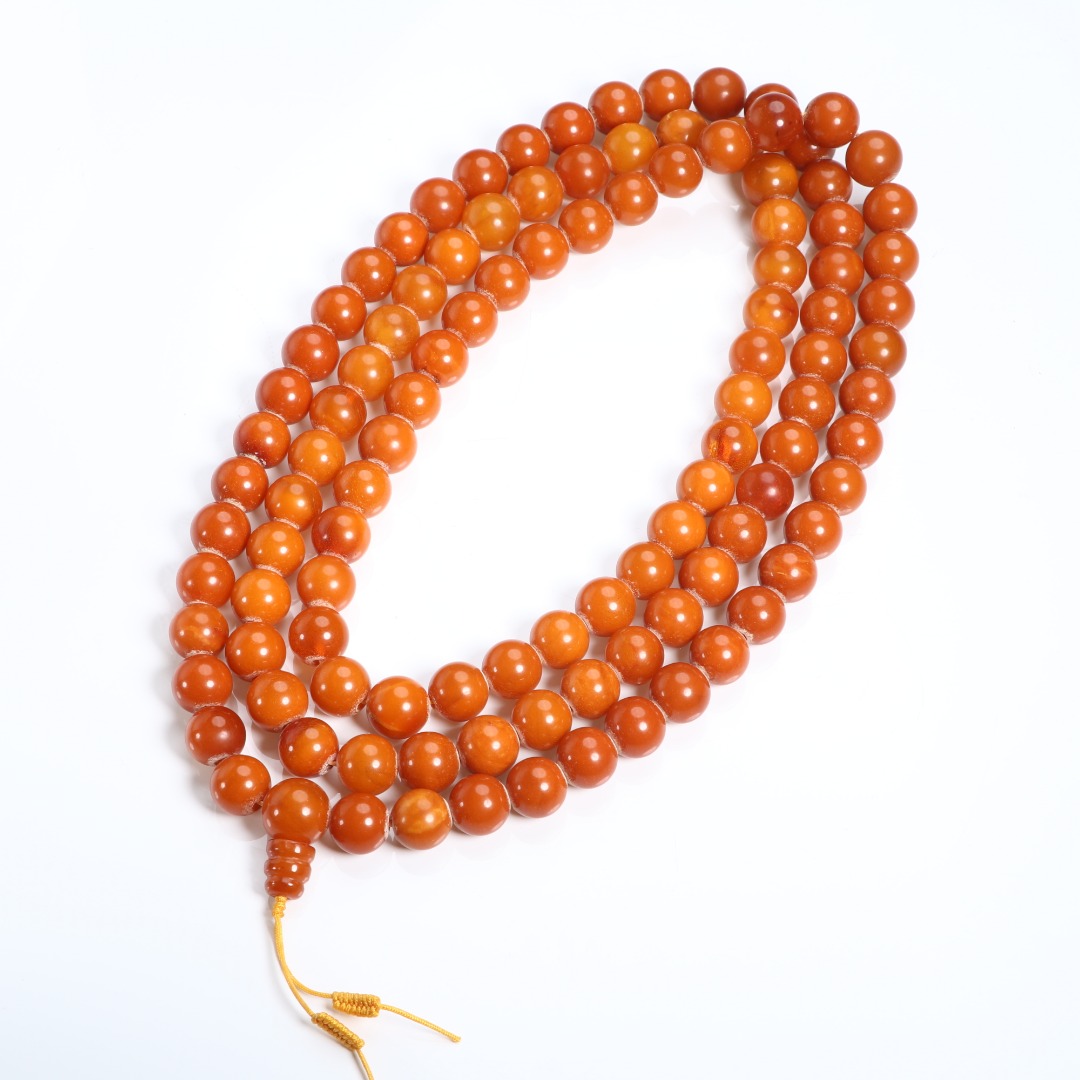 《博古文物》-琥珀-圆珠108念珠-Xx-250116