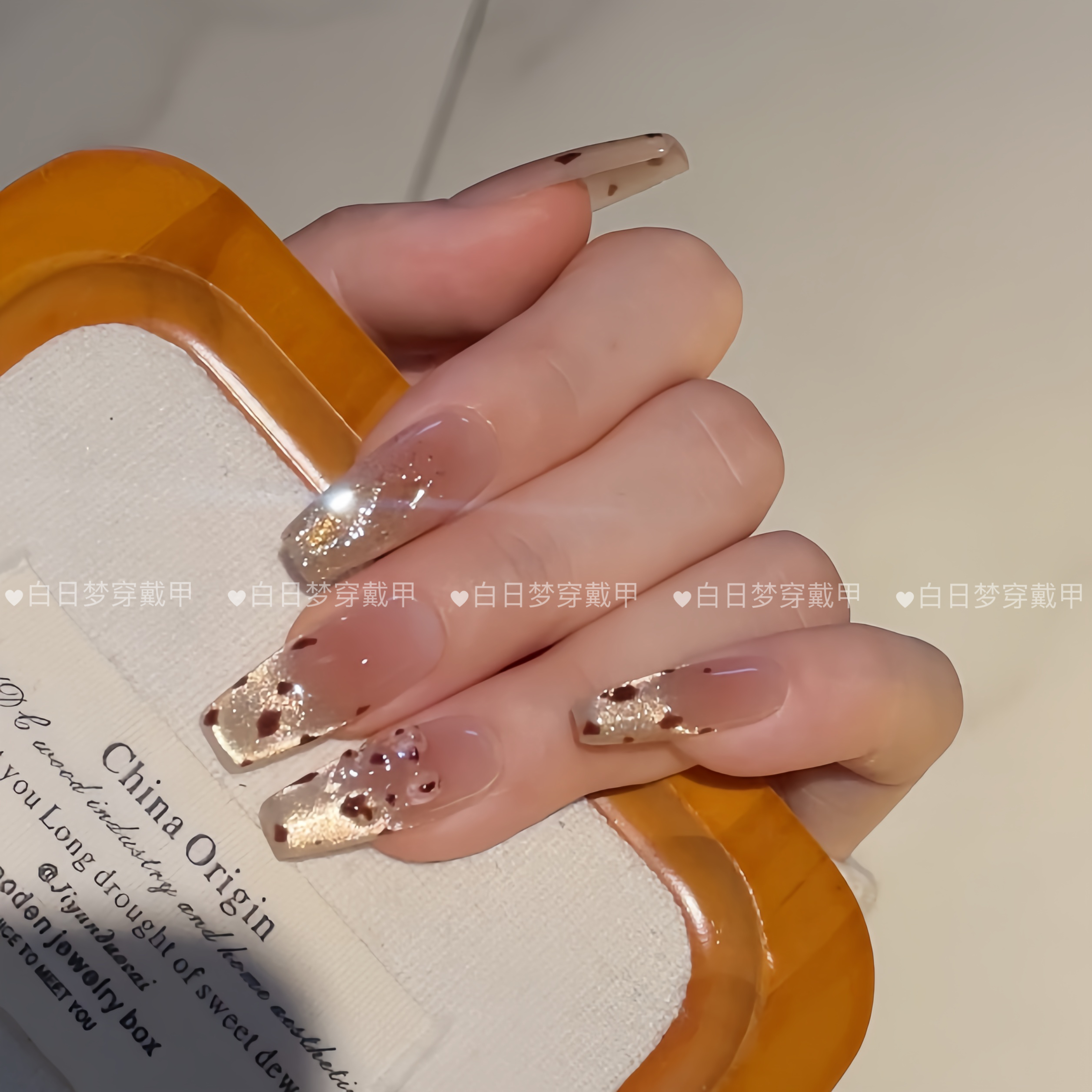 【晚风辞】秋冬气质豹纹穿戴甲甜酷纯欲显白高级感美甲贴片