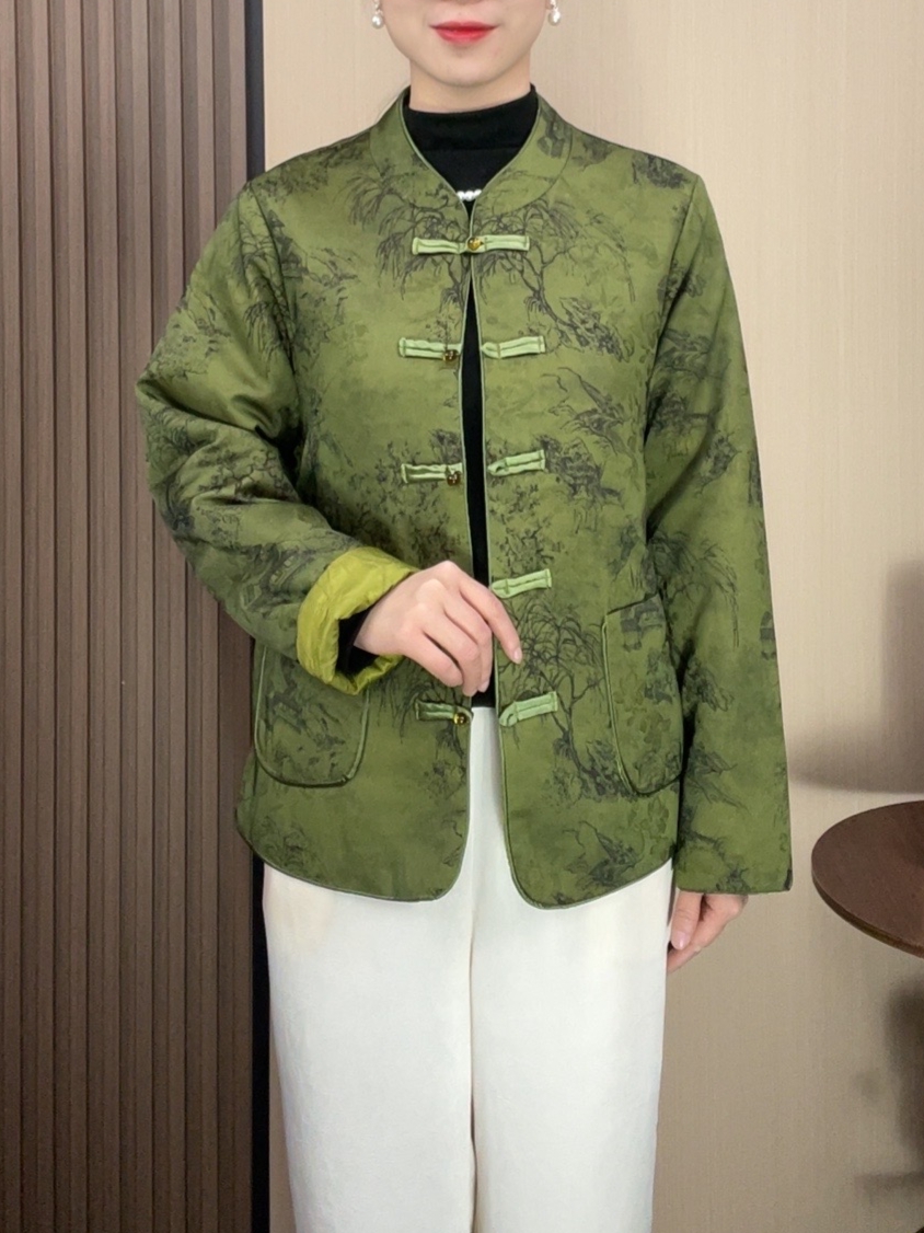 秋冬新中式中老年短款复古棉服中式休闲中老年女装棉服
