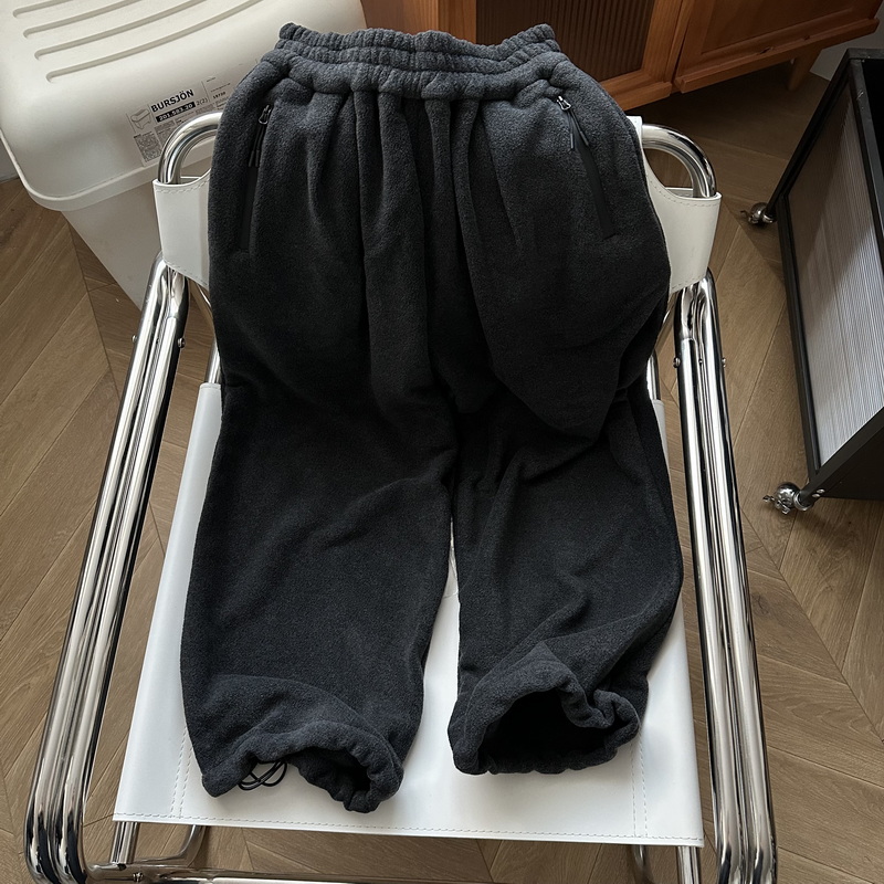 松弛慵懒感摇粒绒保暖卫裤 洋气灰加厚休闲裤