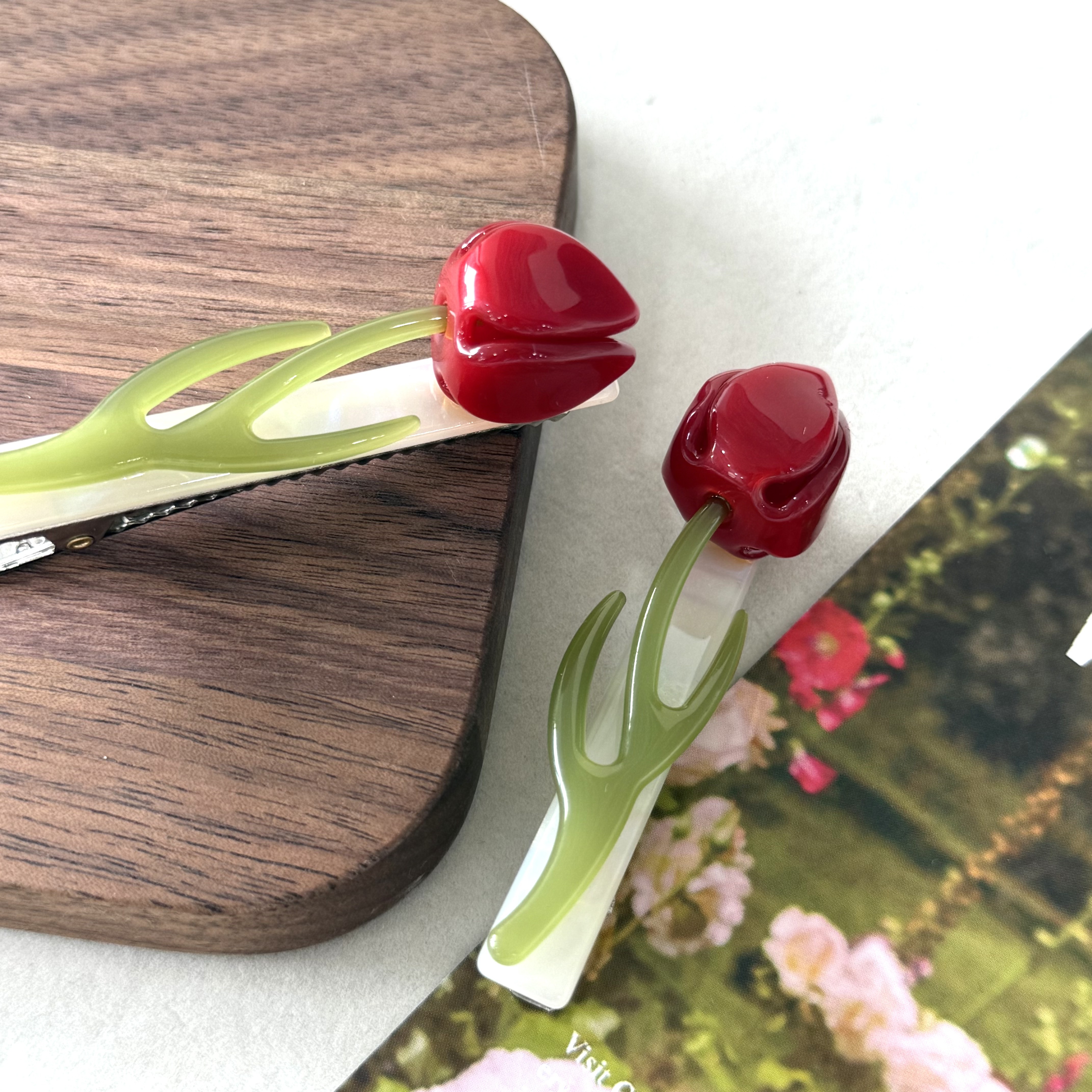 韩版东大门定制款原创设计时尚百搭气质超玫瑰花可爱发卡YZ186