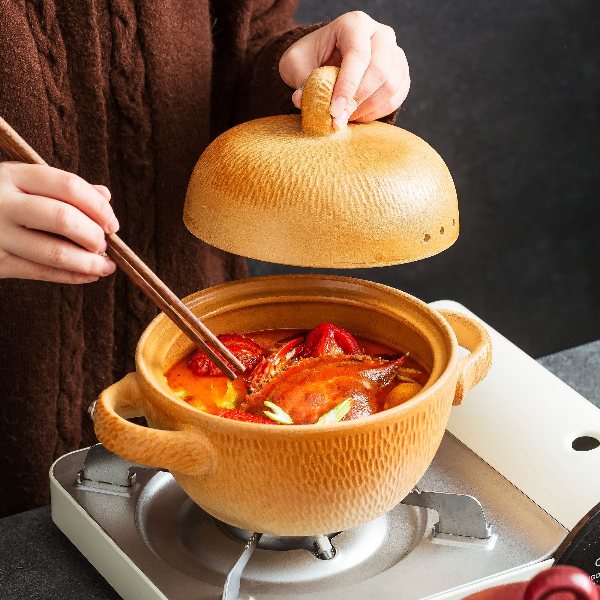 2025年新款德化电陶炉煲汤家用燃气灶煤气干烧不裂土砂锅