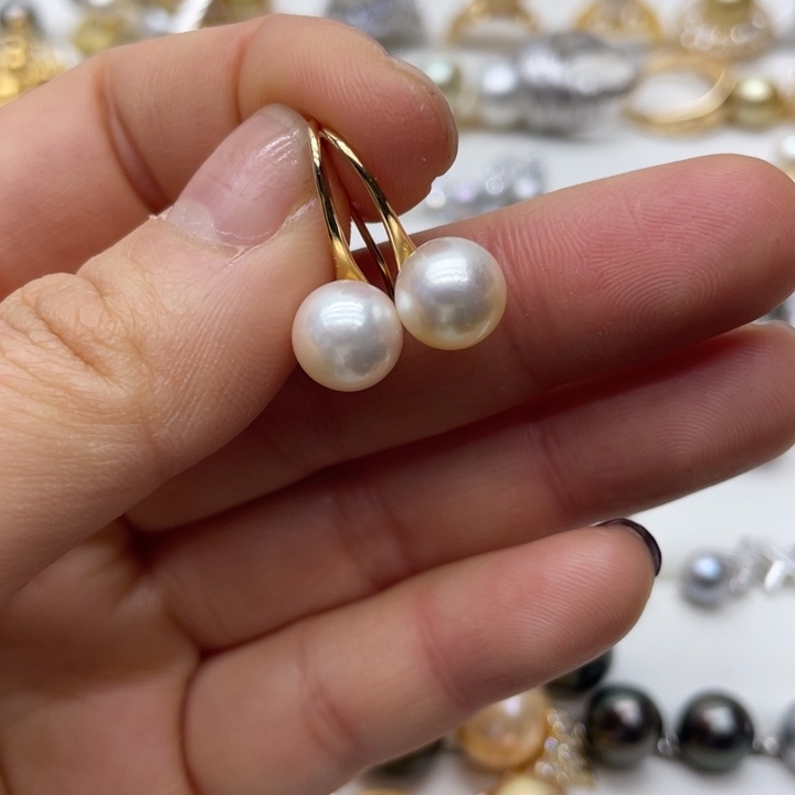 海水珍珠耳饰银S925镶嵌