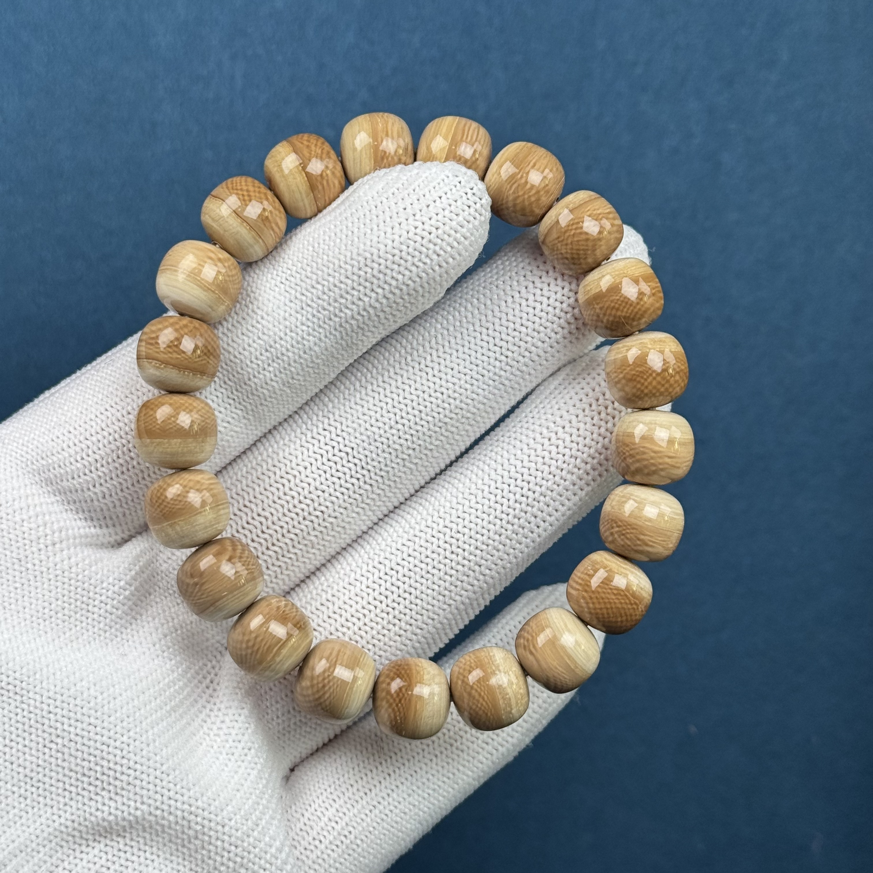 Q43-69天然猛犸牙 咖料汉堡手串 10*9mm支持复检假一罚十