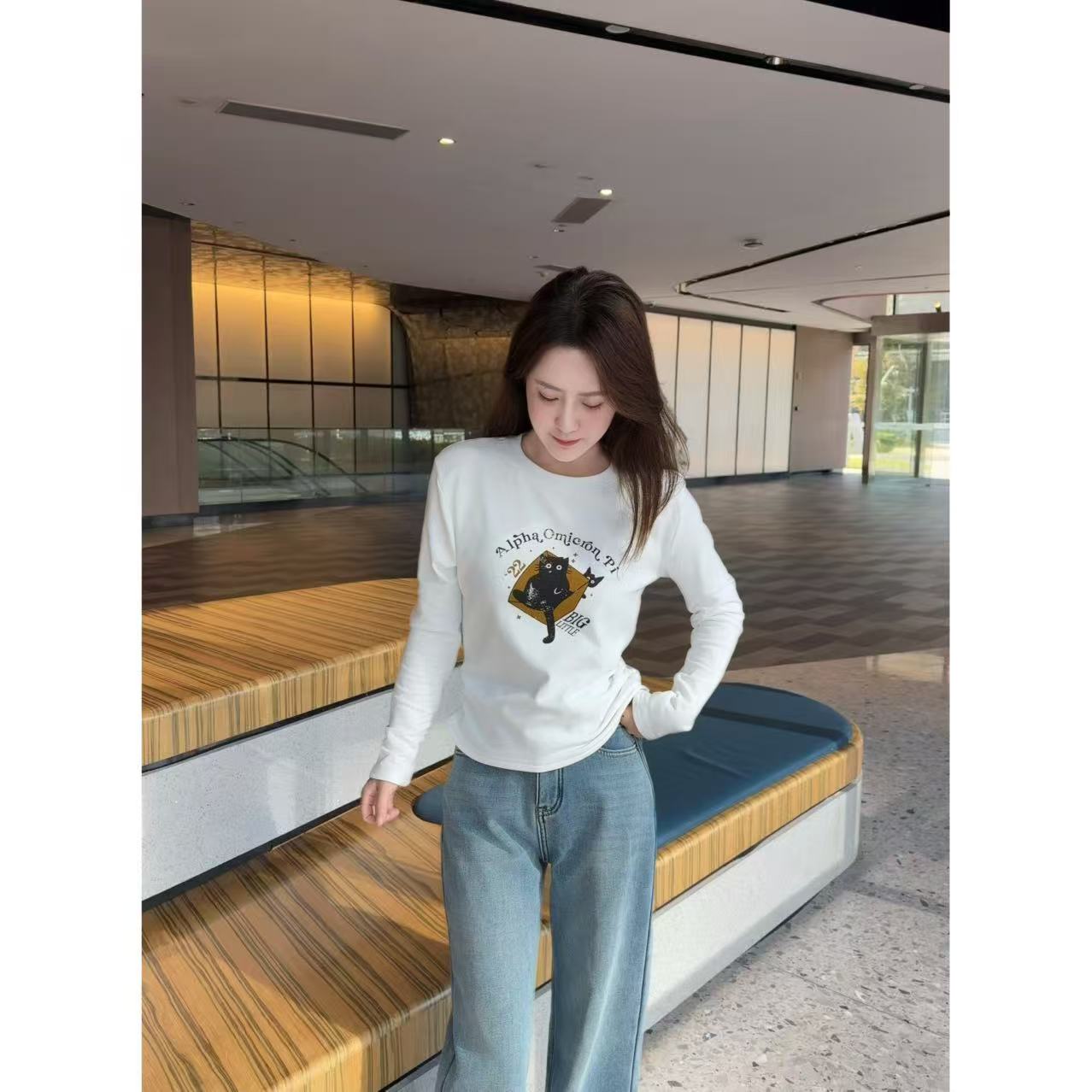 【卡通猫印花T桖】小允姐姐2025新款高级T桖【1124】