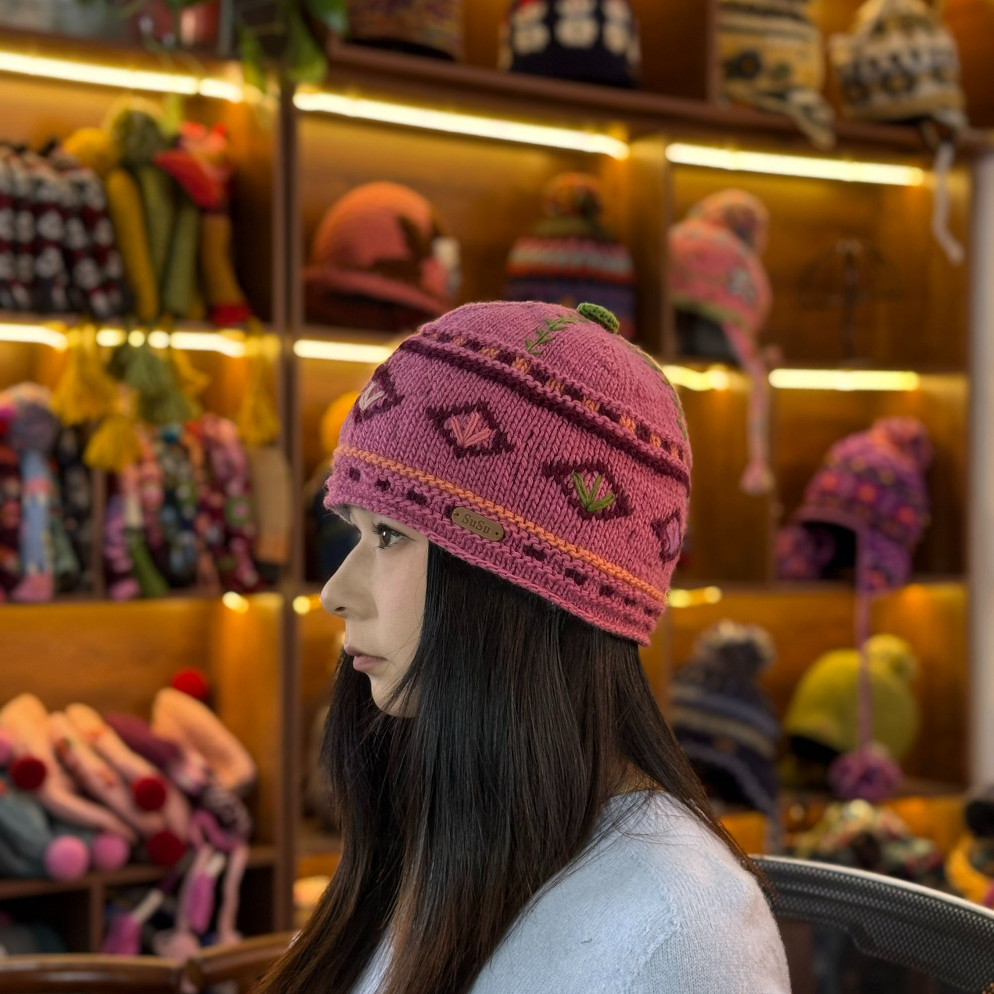 保暖秋冬季秋冬民族冬天手工羊毛针织无檐公主高级帽子冷帽女秋冬