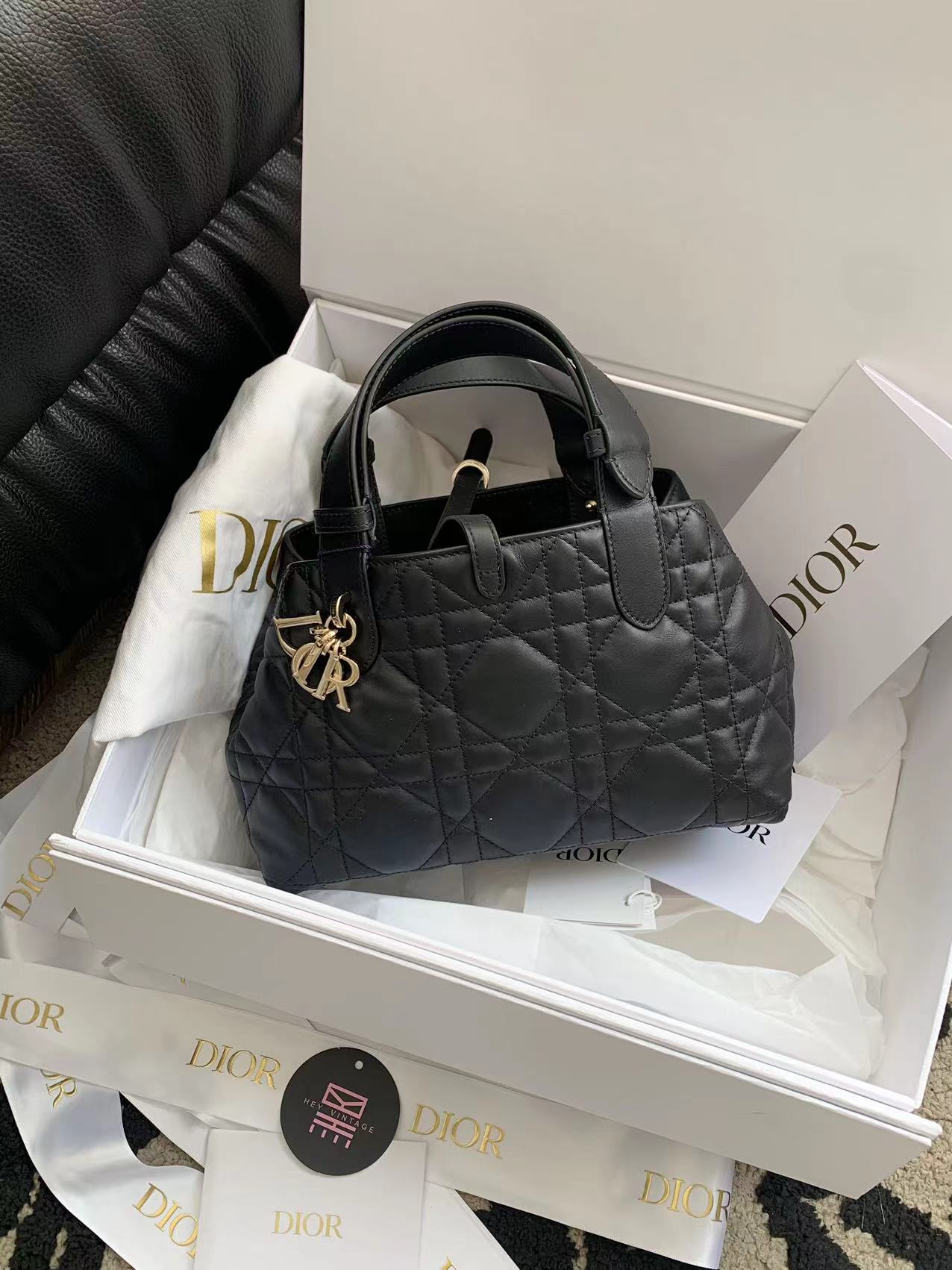 全新未使用 DIOR/迪奥 黑色toujours土著包 小号 23cm 13138808