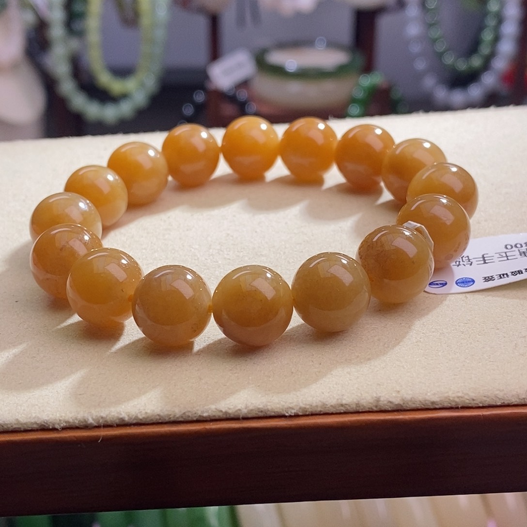 和田玉且末糖手串12MM未镶嵌