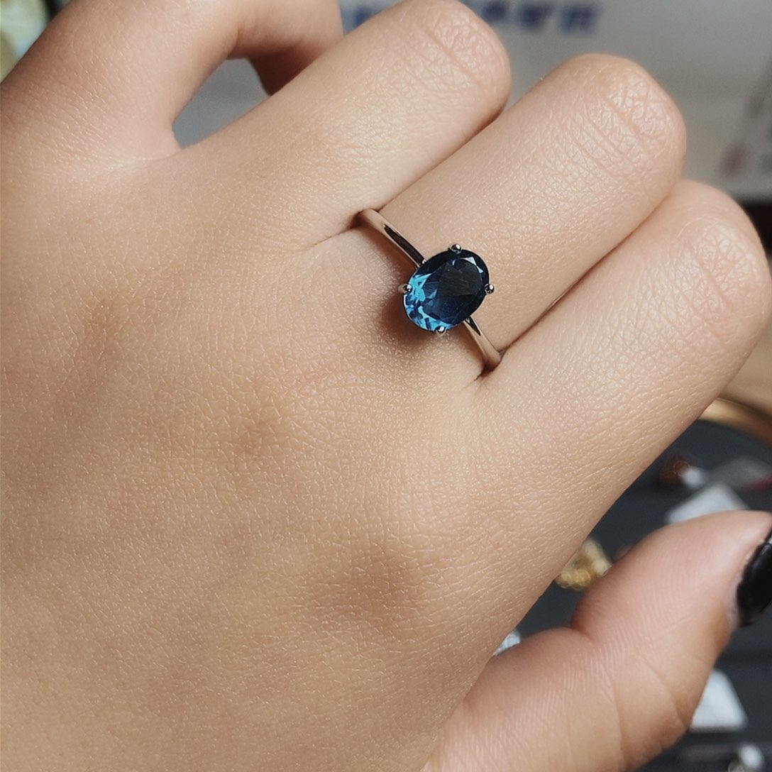 托帕石戒指银S925镶嵌托帕戒指069