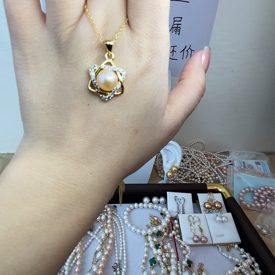 合金淡水珍珠颈饰