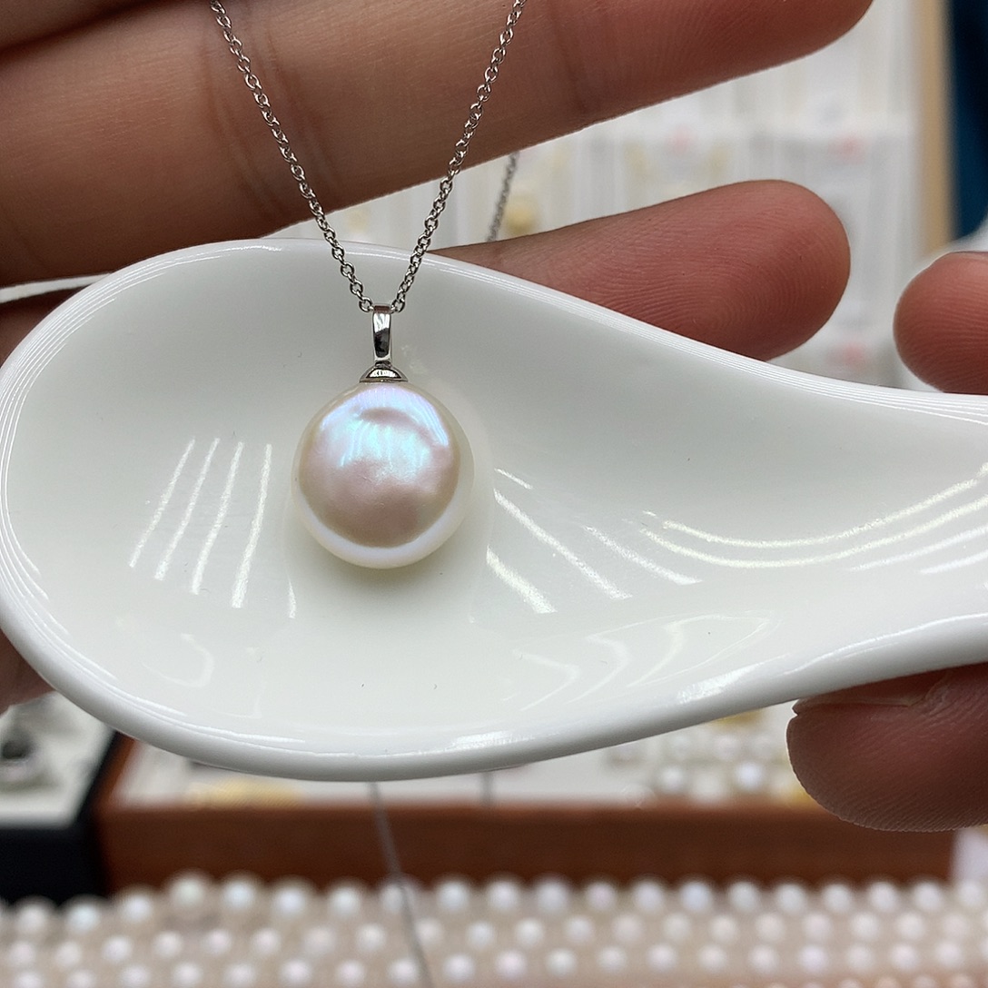 淡水珍珠银S925镶嵌吊坠(不含链)