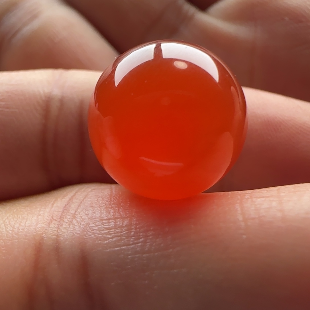 南红玛瑙未镶嵌圆珠13.8马牙白纹