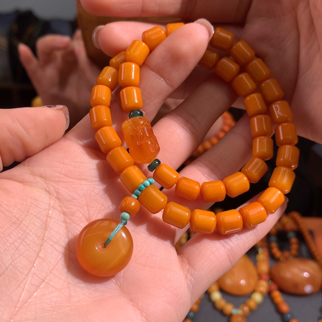 蜜蜡手串未镶嵌天然