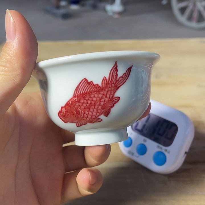 y***g青花釉里红主人杯