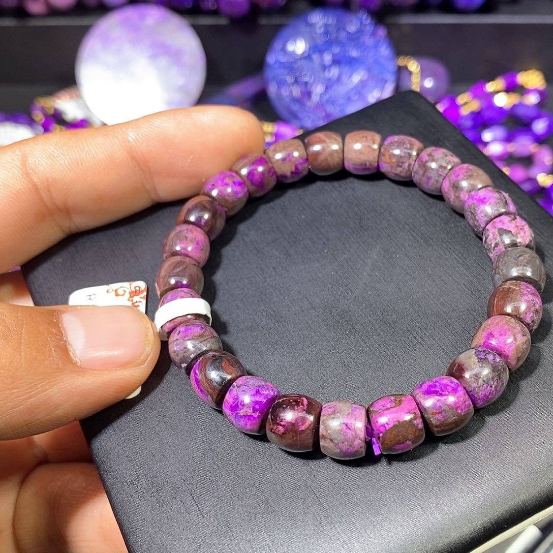 苏纪石（舒俱来）未镶嵌南非老矿舒俱来咖皮桃红面包珠单圈8.8mm