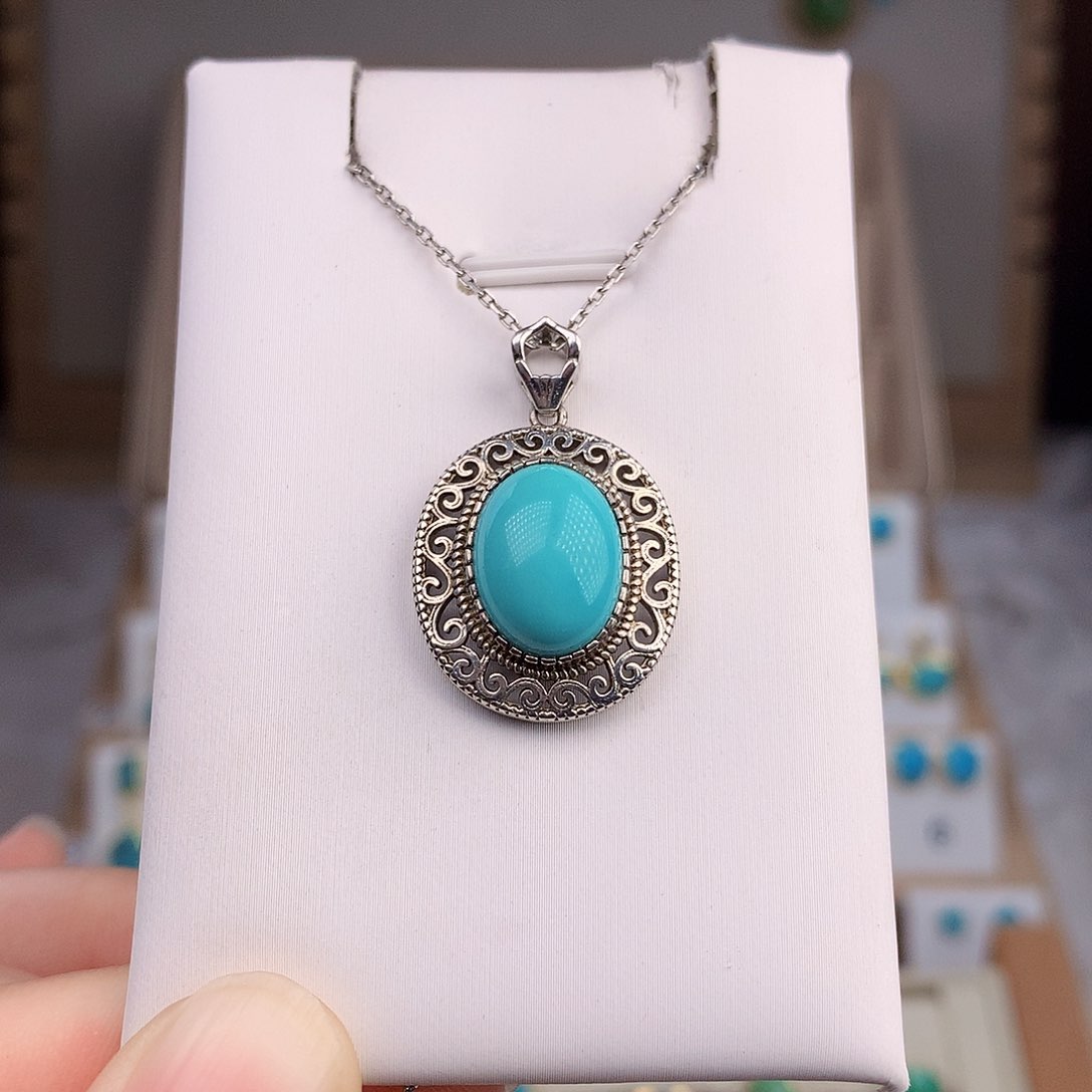 绿松石戒指银S925镶嵌