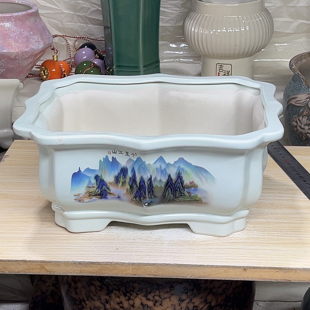 陶瓷绿植多肉微瑕花盆外口径：26*20*12