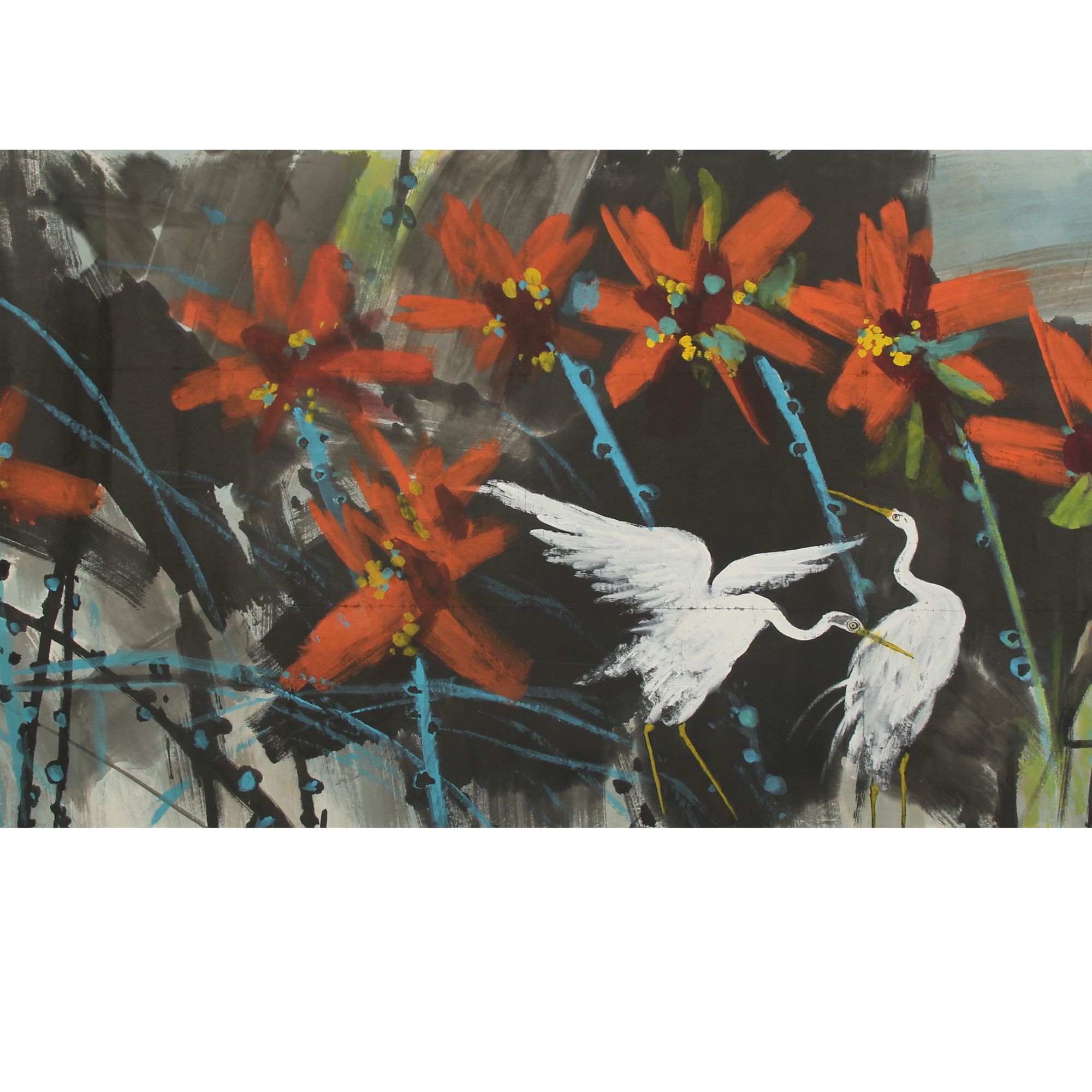 LOT.3290 《白鹭》137*68cm 纸本设色镜片