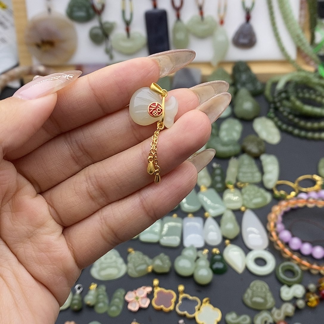 和田玉吊坠(不含链)银S925镶嵌