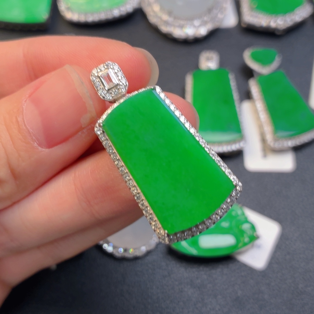 翡翠银S925镶嵌吊坠(不含链)