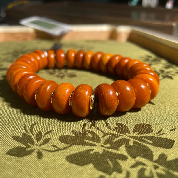 【蜜蜡】BJ-ML04010/清末/老蜜蜡/随型/手串/金属隔片/文玩/古珠