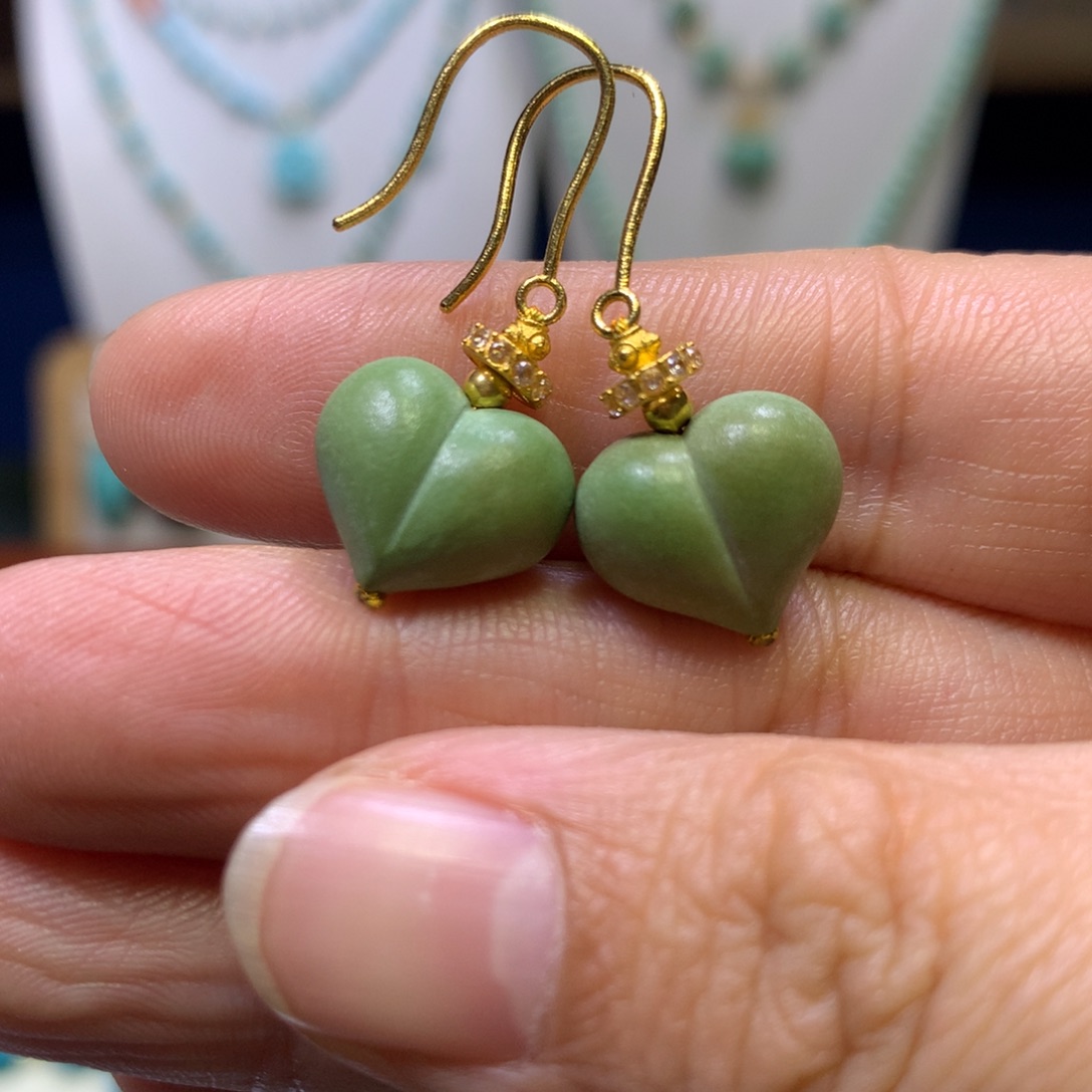 绿松石18K金镶嵌耳饰