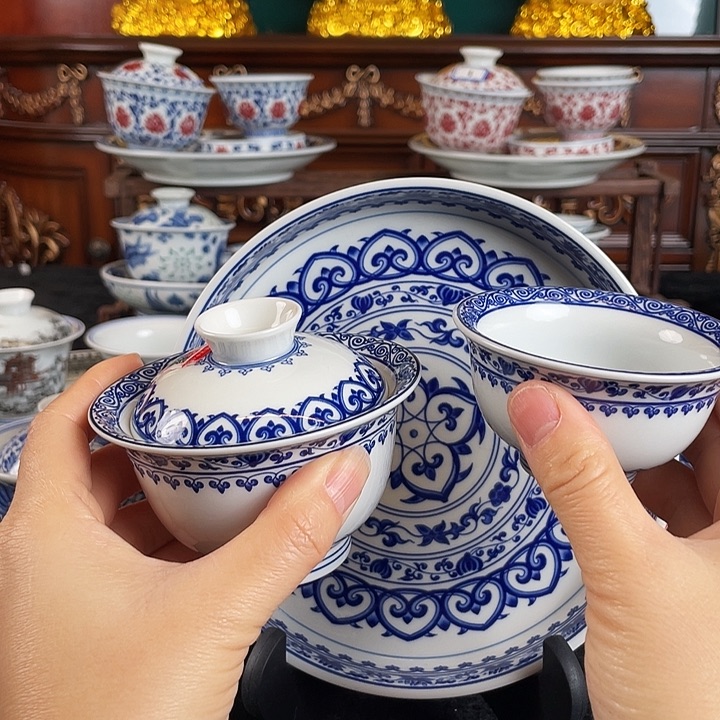 宝相花三件套茶具